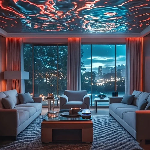 Water Ripple Effect Ambient Projection Light - USB-C & Battery-Powered