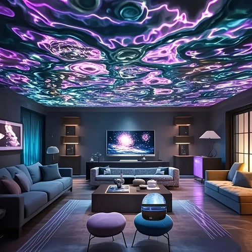 Water Ripple Effect Ambient Projection Light - USB-C & Battery-Powered