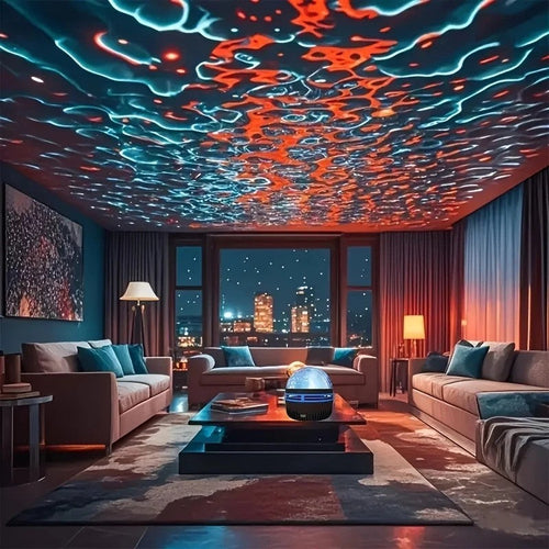 Water Ripple Effect Ambient Projection Light - USB-C & Battery-Powered